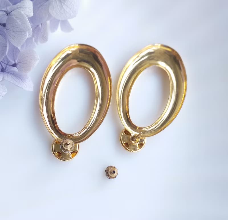Vintage Jewelry 西洋古董飾品 金色調 兩種戴法 針式耳環