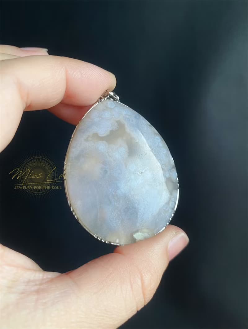 櫻花瑪瑙 奶油紫 小碎花 項鍊 閨密 天然 禮物 S925銀鑲