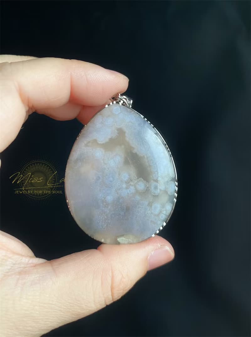 櫻花瑪瑙 奶油紫 小碎花 項鍊 閨密 天然 禮物 S925銀鑲