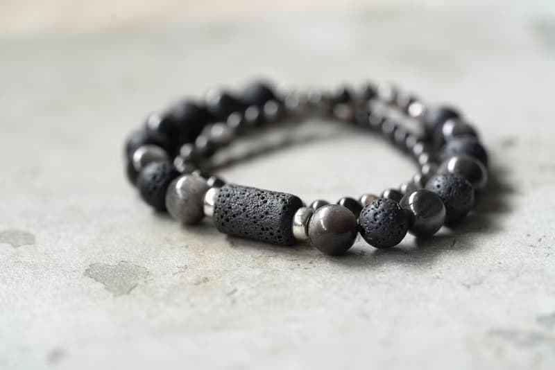 黑岩 - 火山石 銀曜石 雙圈手鍊