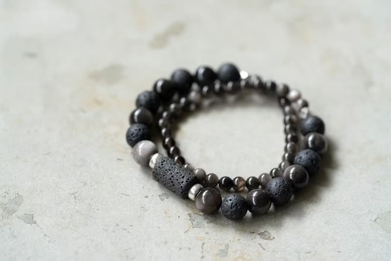 黑岩 - 火山石 銀曜石 雙圈手鍊
