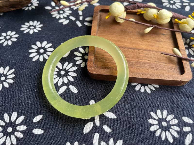 【一物一圖】天然遼寧岫玉手鐲 手鐲圈口53.1mm 蜂蜜水 圓條