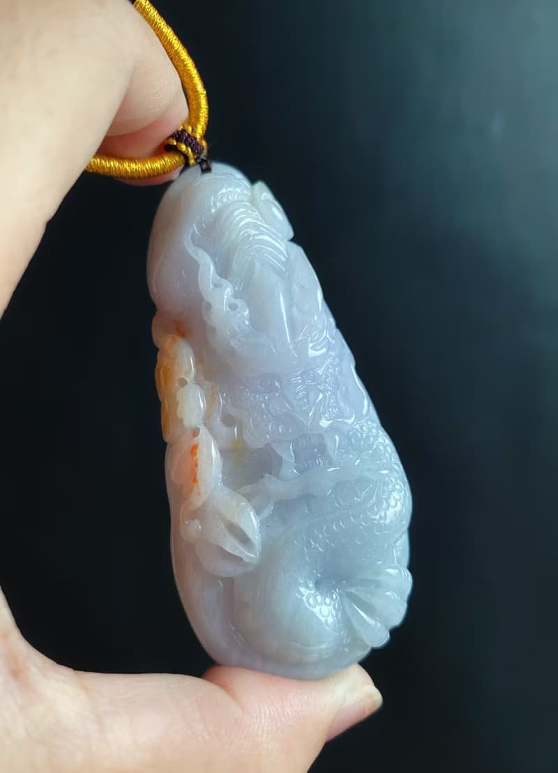 帶紅翡 鎮煞貴龍牌 天然緬甸玉翡翠 吊墜 招財守護 平安富貴 項鍊