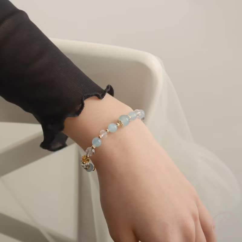 (自信+表達力) 晚宴會 | 海藍寶 黃水晶 白水晶 | 天然水晶手鍊