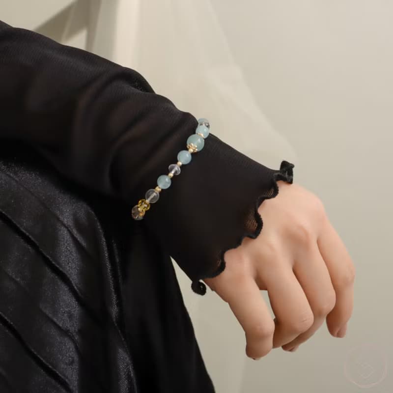 (自信+表達力) 晚宴會 | 海藍寶 黃水晶 白水晶 | 天然水晶手鍊