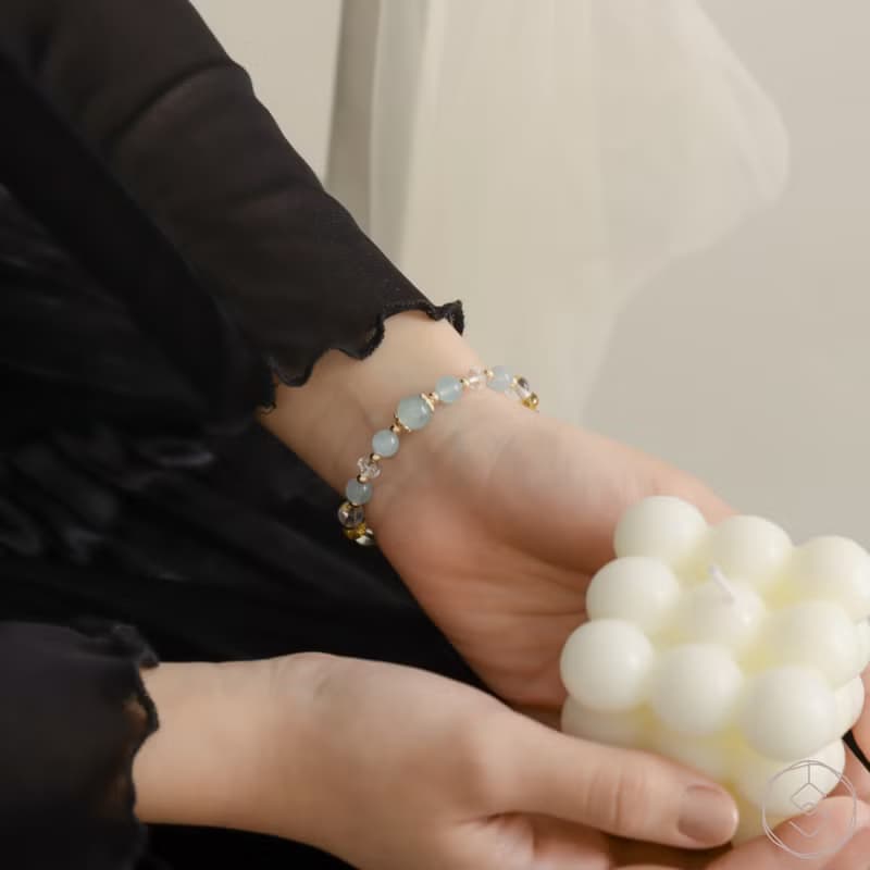 (自信+表達力) 晚宴會 | 海藍寶 黃水晶 白水晶 | 天然水晶手鍊