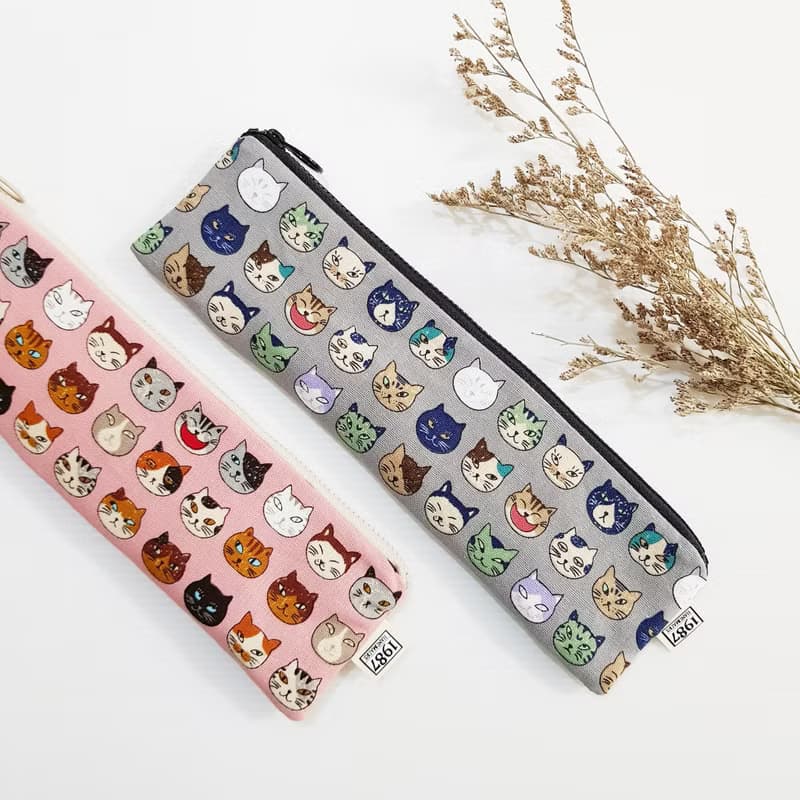 【小花貓-粉】 餐具袋 吸管袋 環保 筆袋 刷具袋 聖誕交換禮物