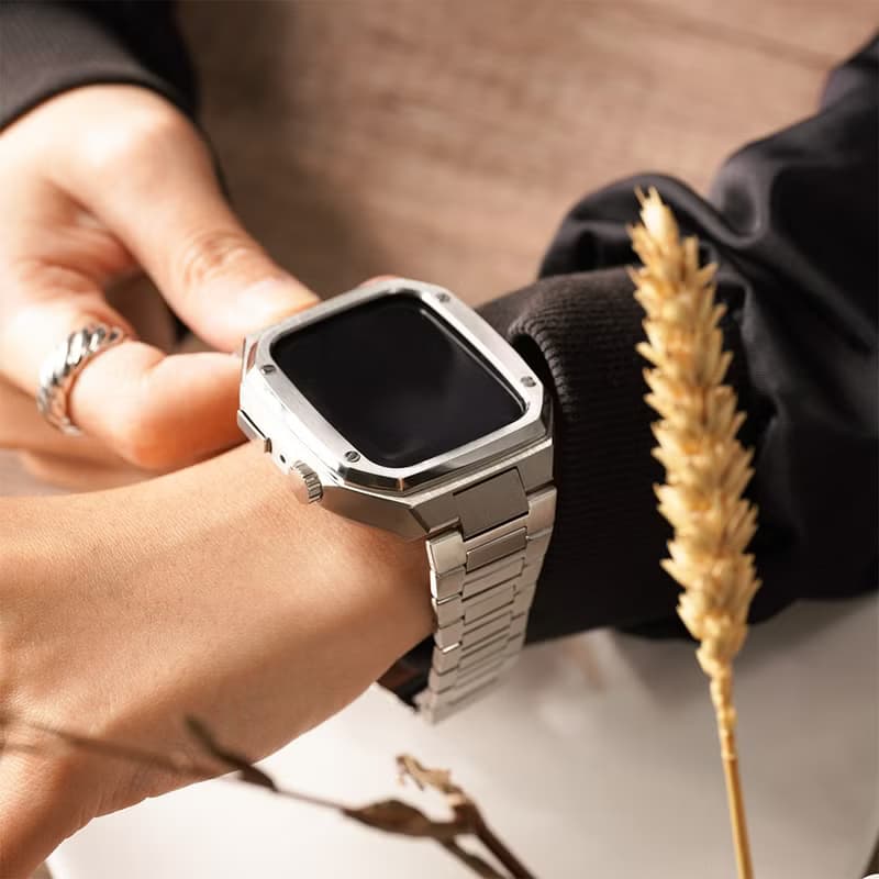 Apple watch - 細緻打磨不鏽鋼保護殼x錶帶套組 - 鋼殼