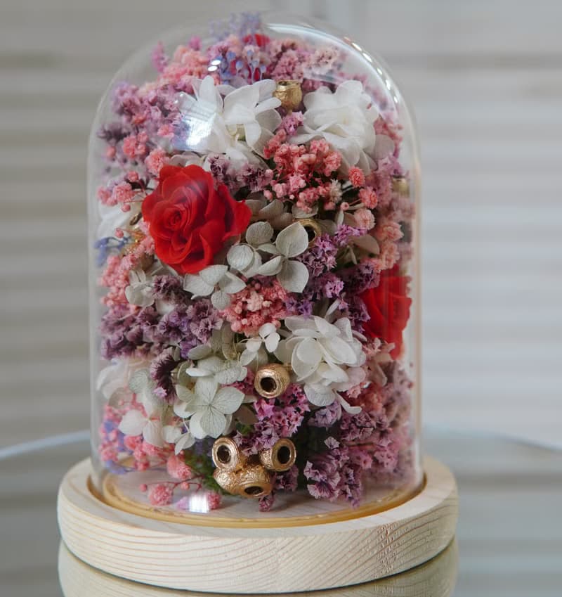 永生系列 紅紫金 永生花玻璃盅