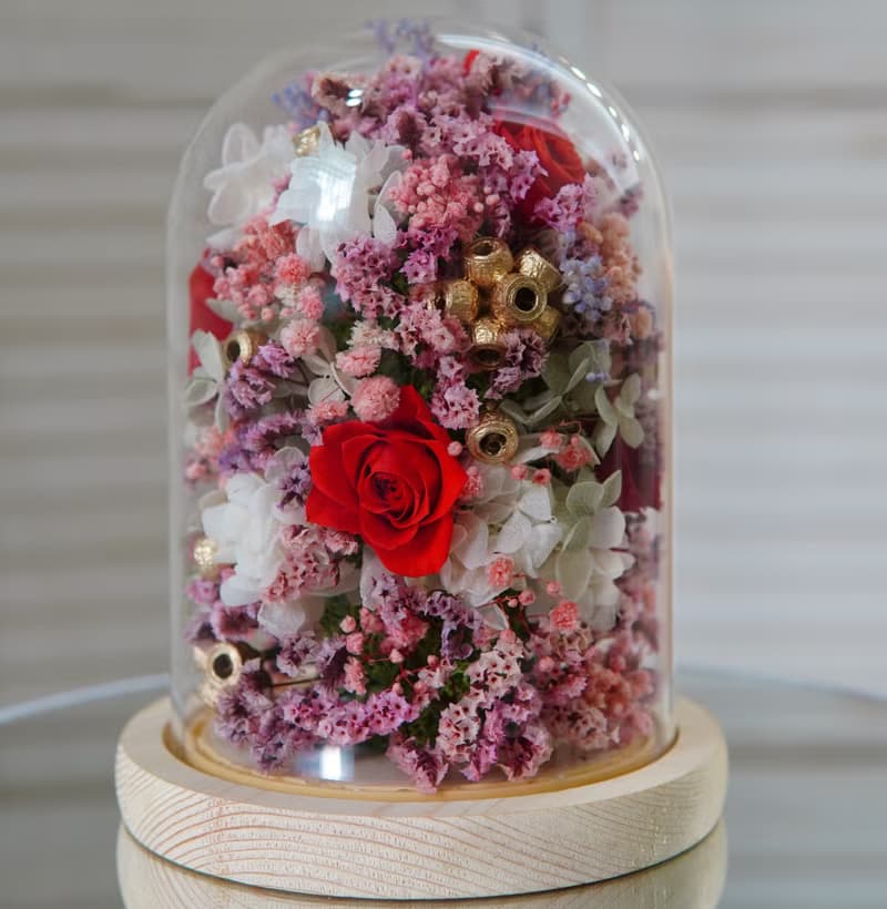 永生系列 紅紫金 永生花玻璃盅