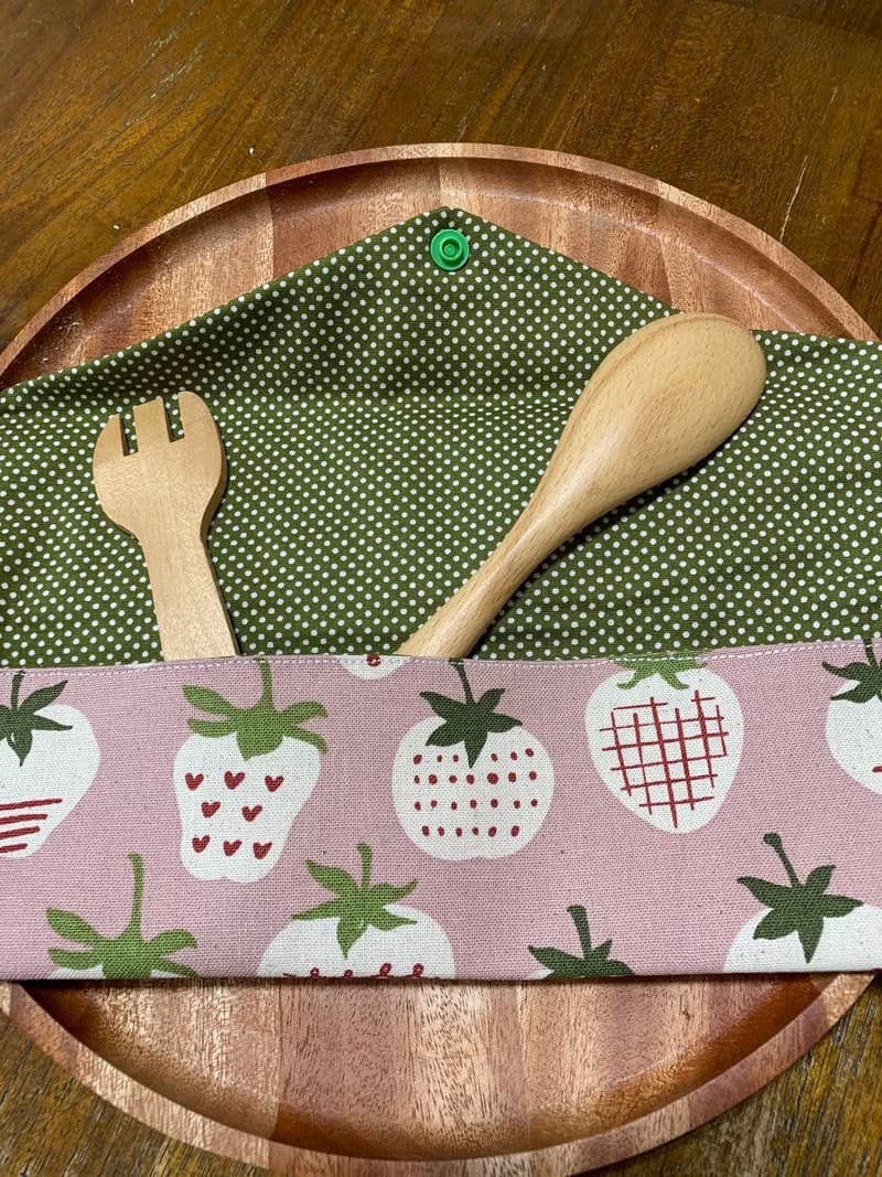 文青風環保純棉筷袋 草莓大福 浪漫粉 日本 潮物 收納 手作餐具