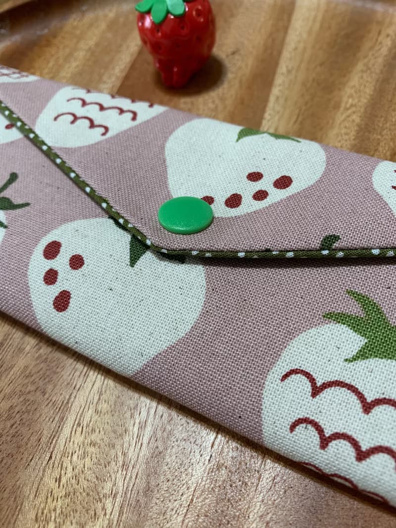文青風環保純棉筷袋 草莓大福 浪漫粉 日本 潮物 收納 手作餐具