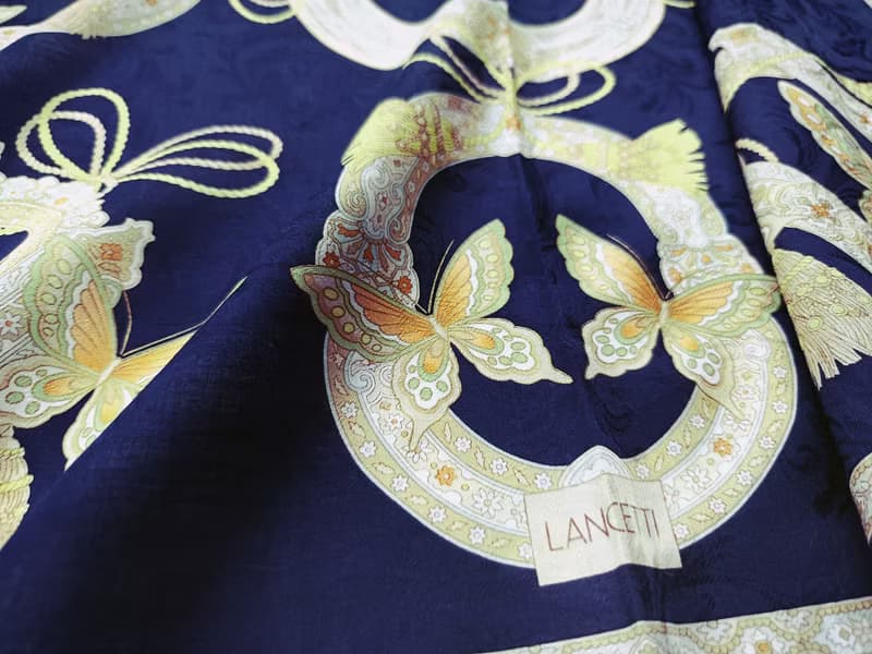 Lancetti Vintage Scarf Floral Motif Butterflies Pattern 23 x 23 inches