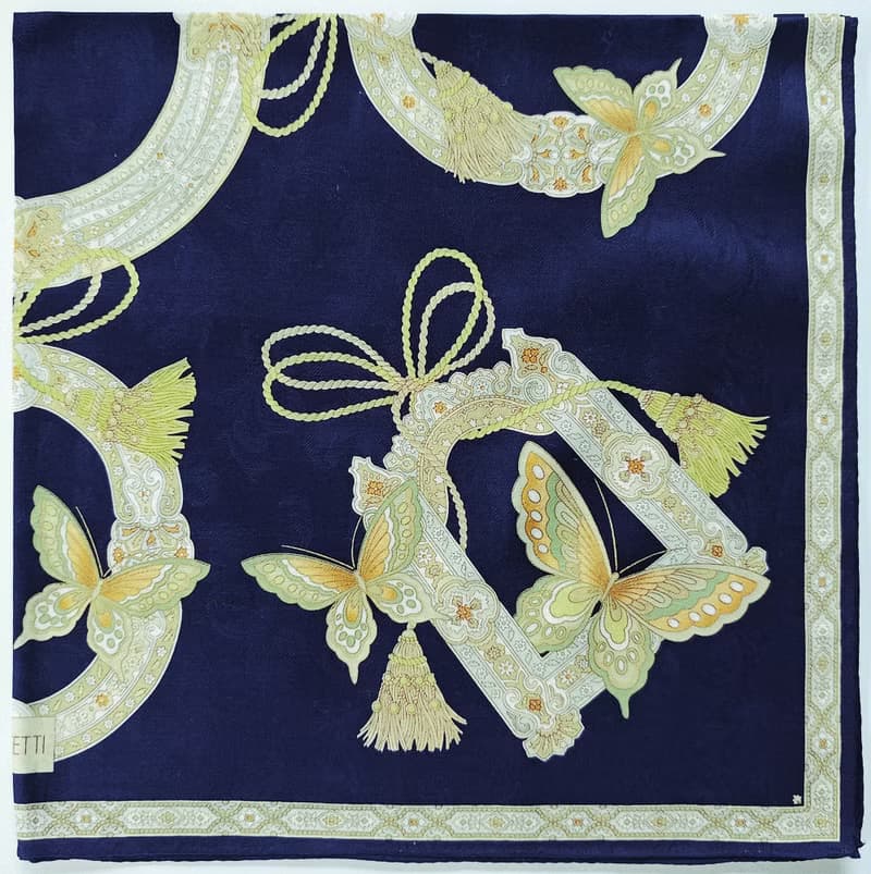 Lancetti Vintage Scarf Floral Motif Butterflies Pattern 23 x 23 inches