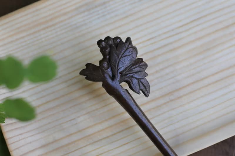壹染指原創 | 手工木雕髮簪 | 楓葉 牡丹 葡萄 | 黃楊木 烏木