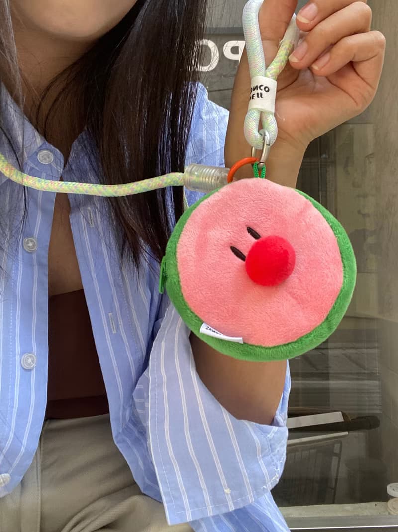 可愛的雙面毛絨掛件小包吊飾 可斜挎可掛包 可裝耳機鑰匙小物