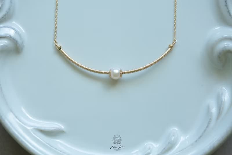 微笑珍珠項鍊│14KGF 包金注金 天然珍珠