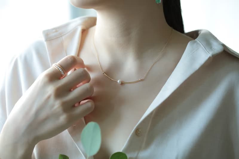 微笑珍珠項鍊│14KGF 包金注金 天然珍珠