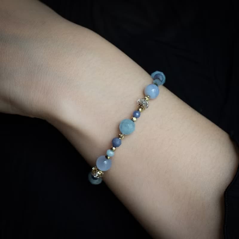 無憂年代 // C1461藍紋瑪瑙海藍寶手鍊