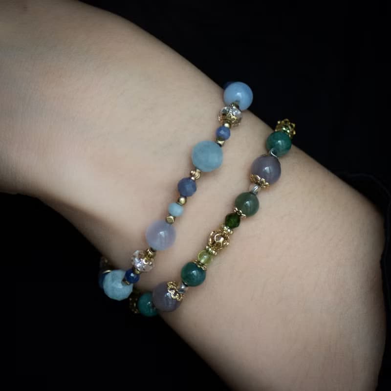 無憂年代 // C1461藍紋瑪瑙海藍寶手鍊