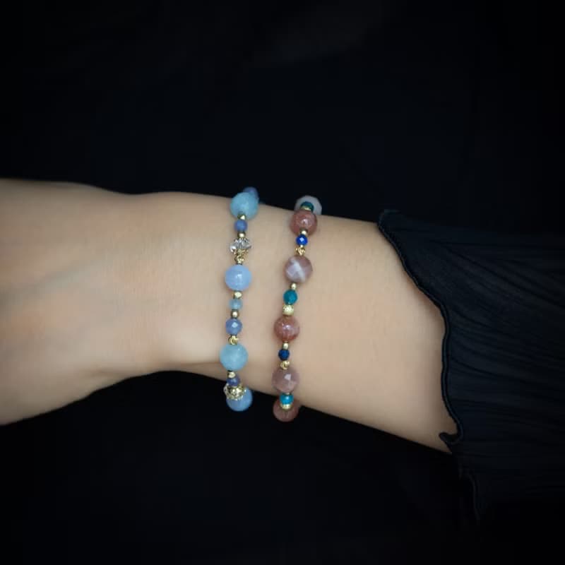 無憂年代 // C1461藍紋瑪瑙海藍寶手鍊