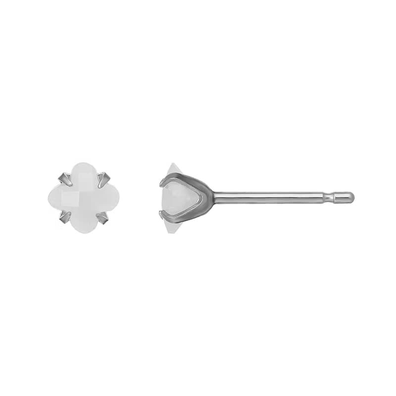 【Second Earrings】 鉑金百合切割月光石耳環