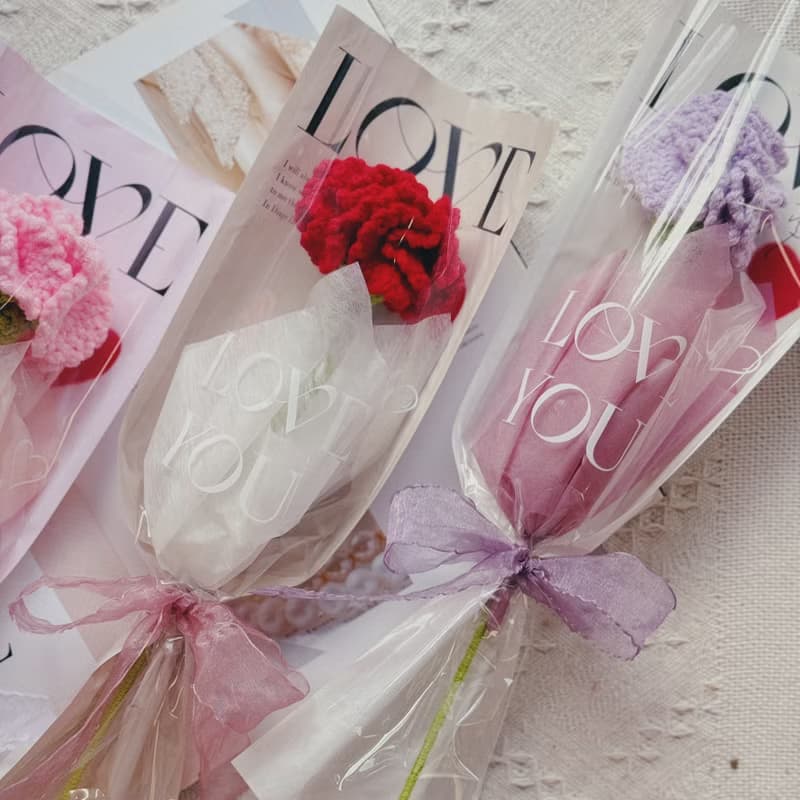 針織康乃馨花束.編織花.母親節.母親節花束