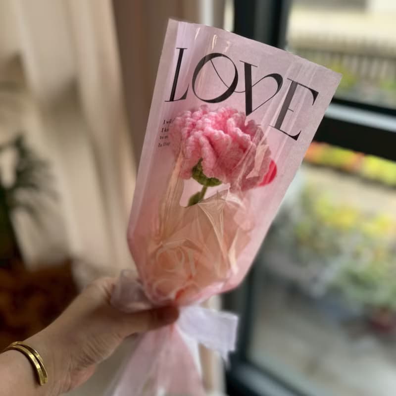 針織康乃馨花束.編織花.母親節.母親節花束