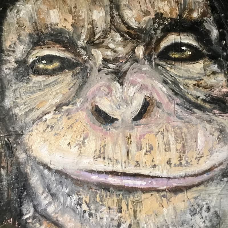 Thinking monkey original oil painting on stretched canvas