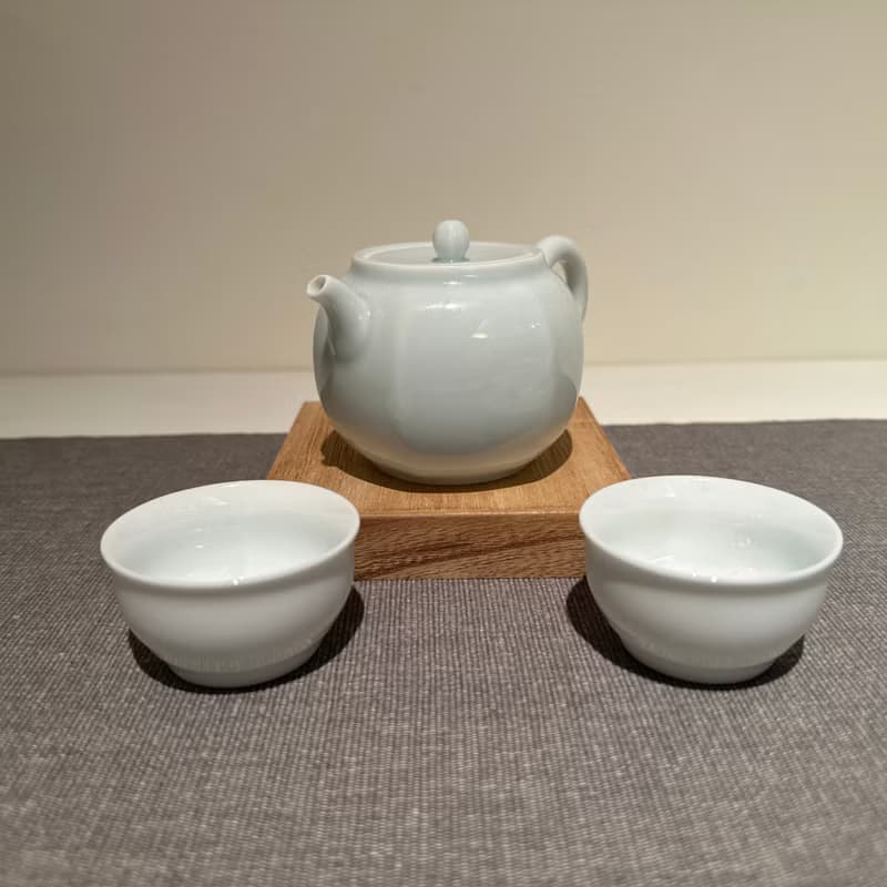 【瓷】滿福潤瓷壺(青)(一壺二杯)精緻泡茶壺