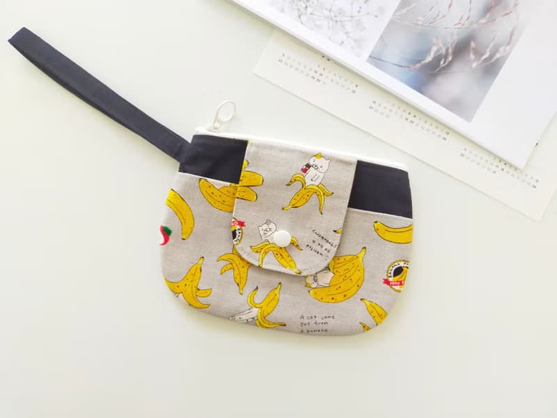 詼諧香蕉貓 百寶袋/手拿包/防疫包/零錢包