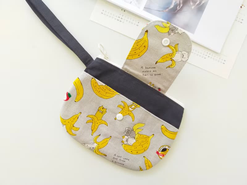 詼諧香蕉貓 百寶袋/手拿包/防疫包/零錢包