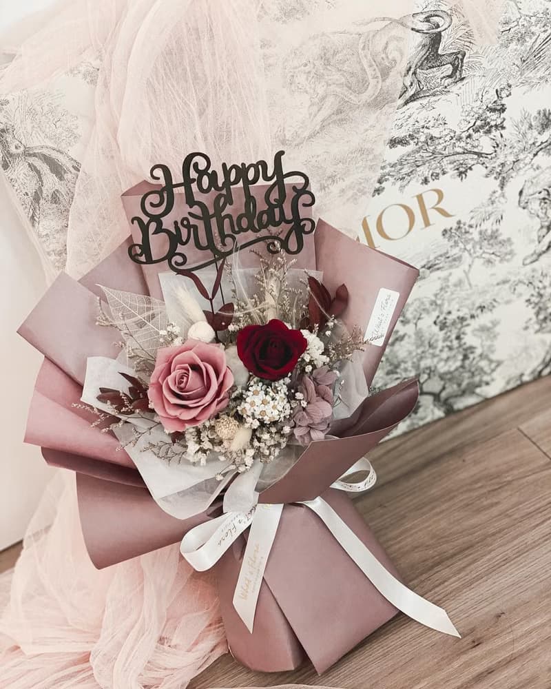 情人節花束\茱萸粉\永生花花束