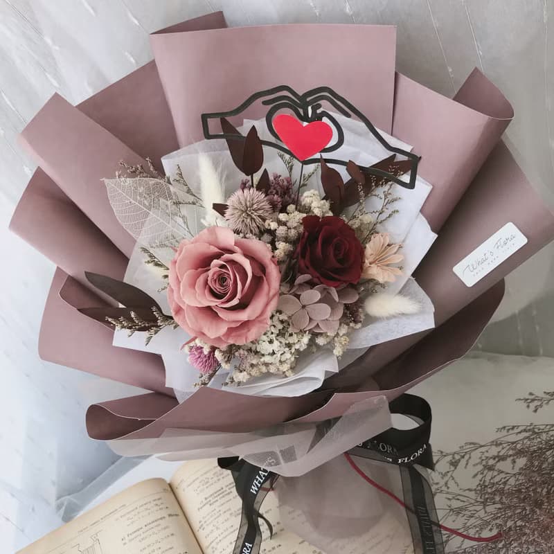 情人節花束\茱萸粉\永生花花束