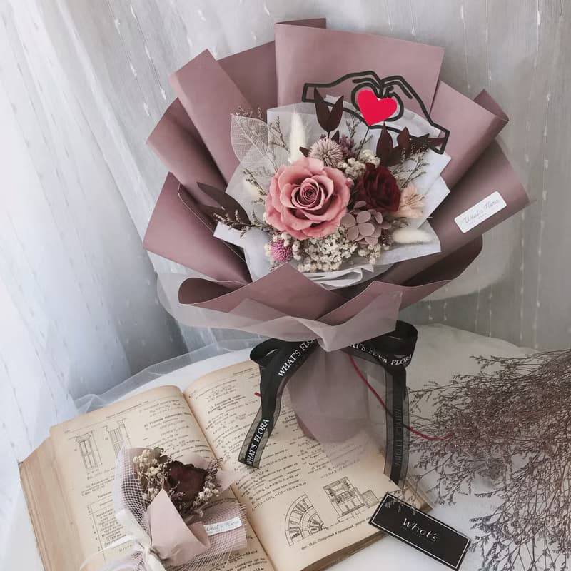 情人節花束\茱萸粉\永生花花束
