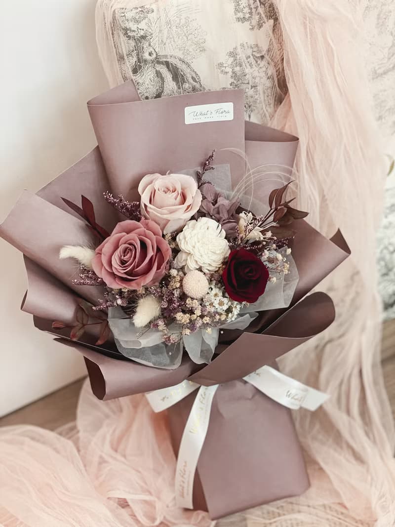 情人節花束\茱萸粉\永生花花束