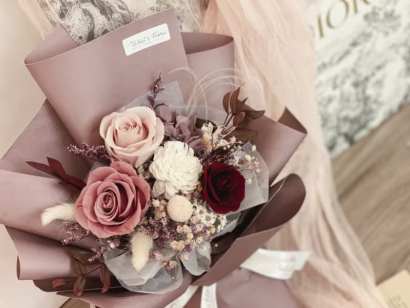 情人節花束\茱萸粉\永生花花束