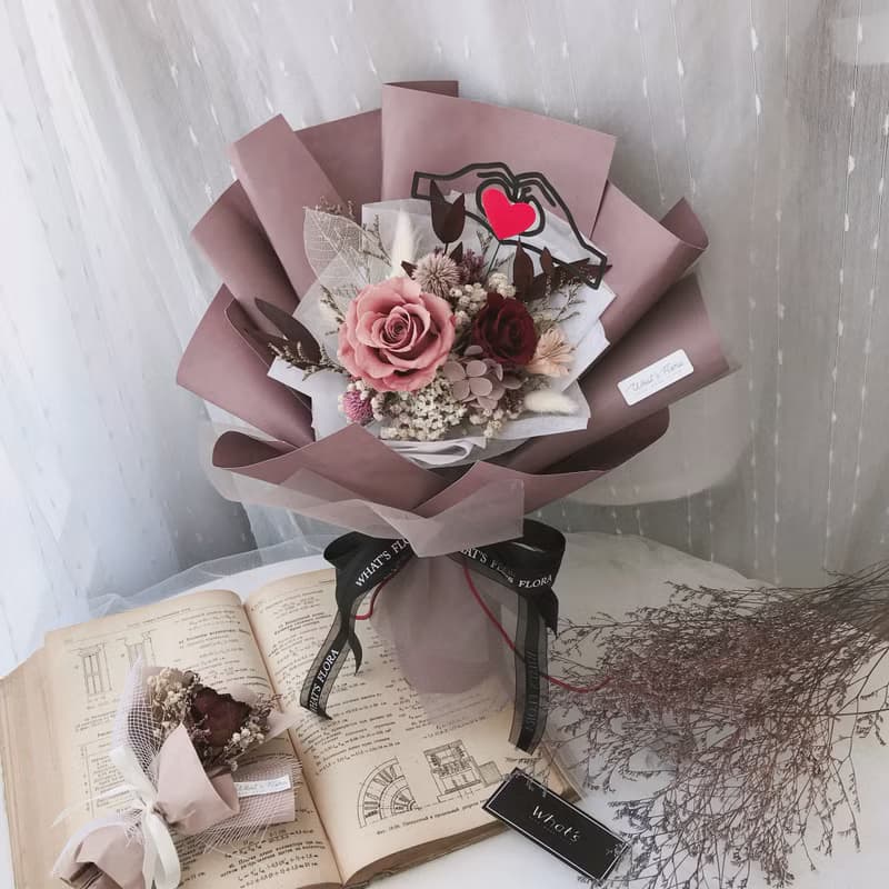 情人節花束\茱萸粉\永生花花束