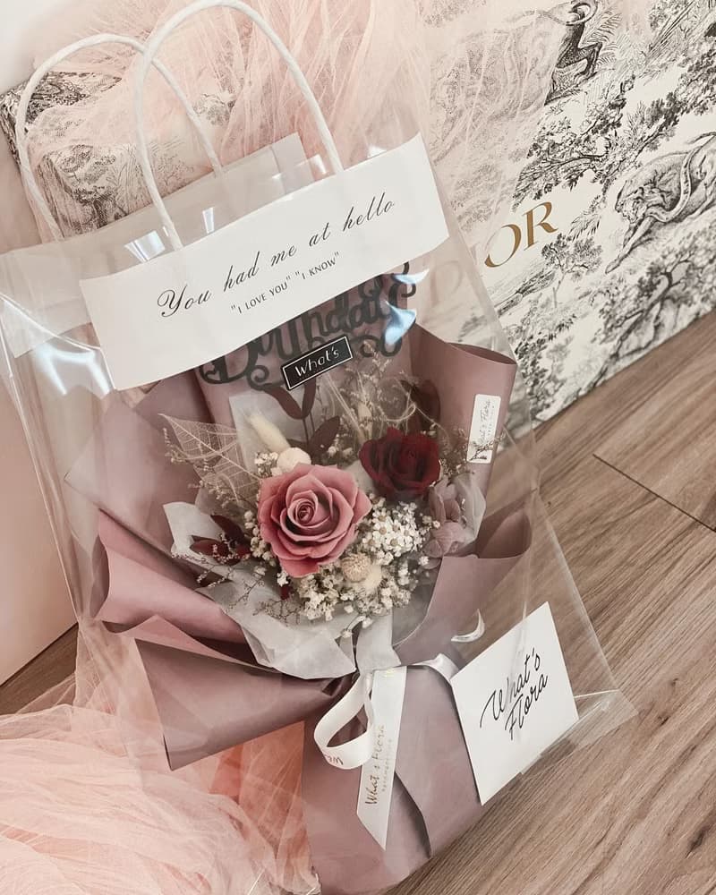 情人節花束\茱萸粉\永生花花束