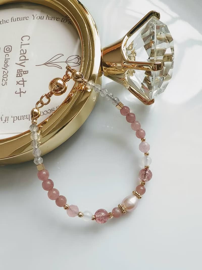 C.Lady晶女子。脈輪水晶系列－單圈粉晶手鍊