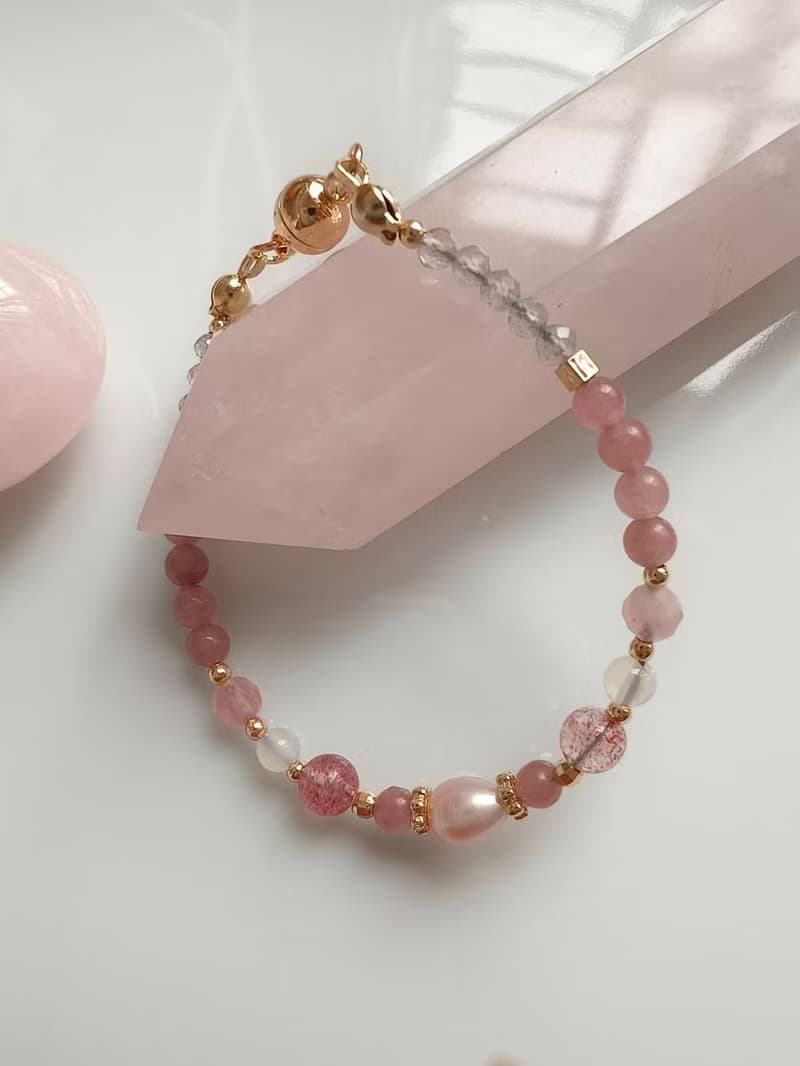 C.Lady晶女子。脈輪水晶系列－單圈粉晶手鍊