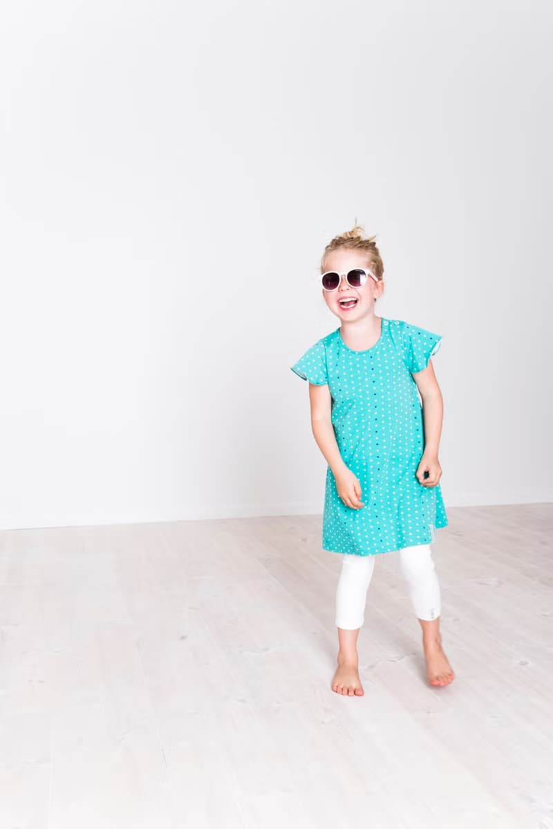 【北歐童裝】瑞典有機棉點點洋裝1歲至2歲 綠色