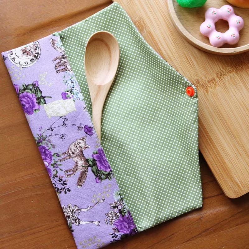 文青風環保筷袋 ~一種相思 神秘紫  夢幻 氣質玫瑰 收納 手作