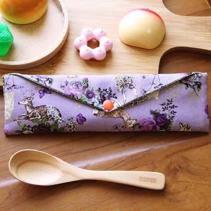 文青風環保筷袋 ~一種相思 神秘紫  夢幻 氣質玫瑰 收納 手作