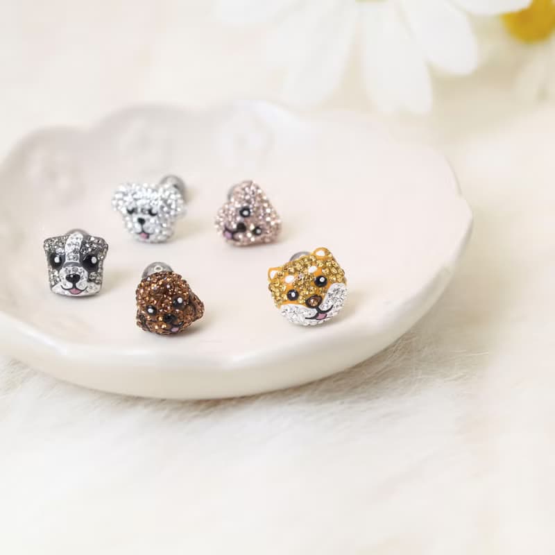 【SWS飾品】馬爾濟斯水鑽耳環  狗狗耳環 寵物系列 施華洛世奇