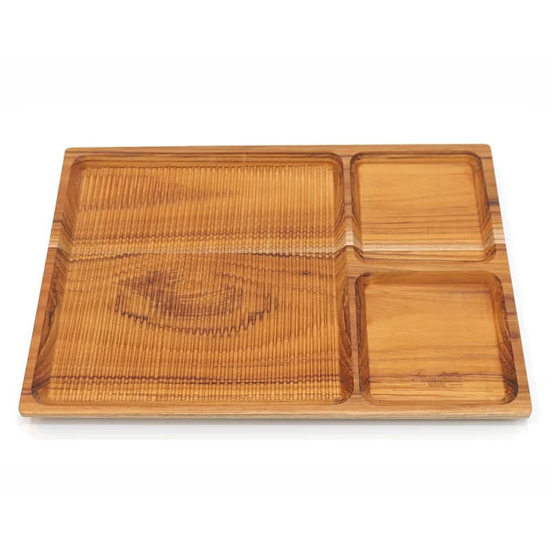 天然柚木早午餐盤-條紋款35X24.5/露營野餐/餐盤/不上漆食用安心