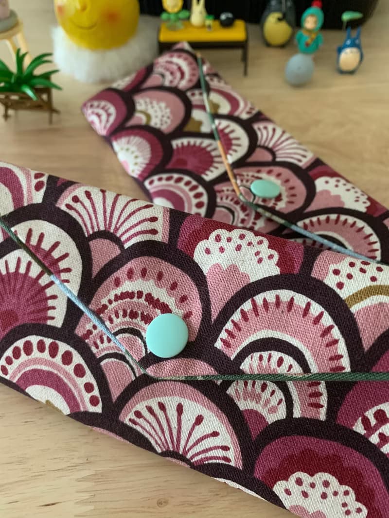 文青風環保純棉筷袋 孔雀開屏  質感原胚 海波紅 日本 潮物 收納