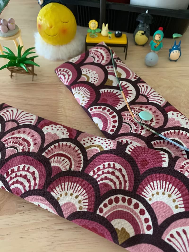 文青風環保純棉筷袋 孔雀開屏  質感原胚 海波紅 日本 潮物 收納