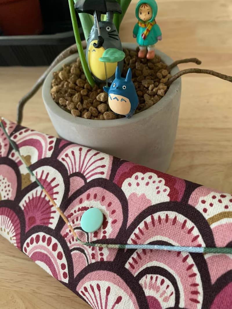 文青風環保純棉筷袋 孔雀開屏  質感原胚 海波紅 日本 潮物 收納