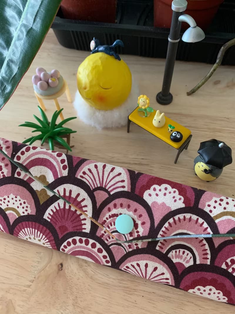 文青風環保純棉筷袋 孔雀開屏  質感原胚 海波紅 日本 潮物 收納